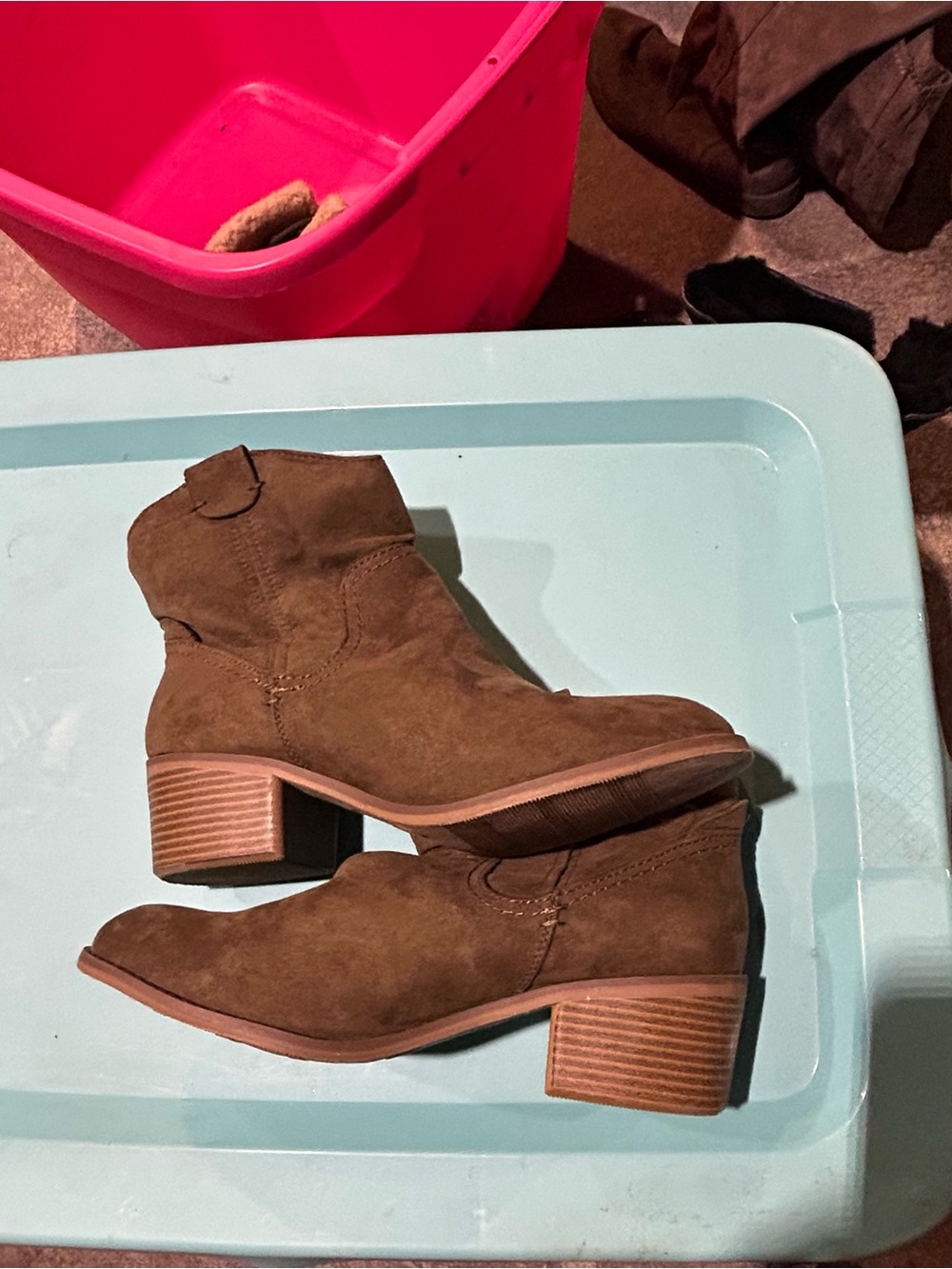 Classic Brown Suede Ankle Boots - Women's Stylish Western Heel